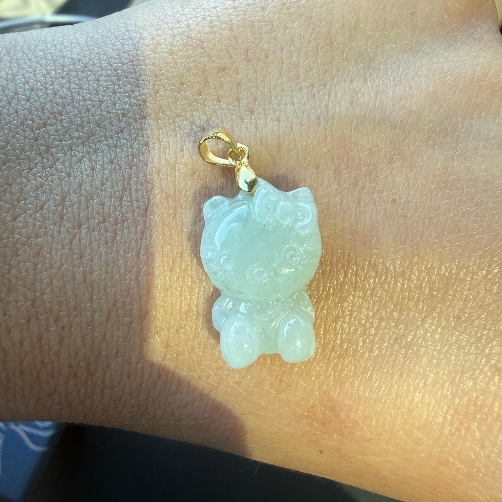 Grade A Burma Jade Hello Kitty pendant